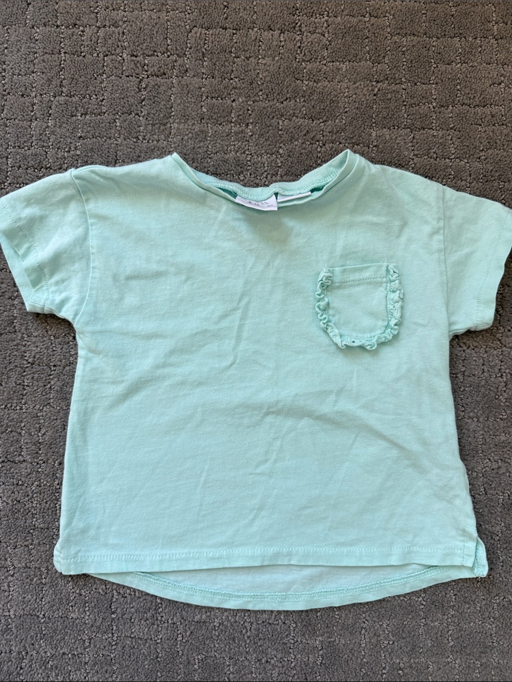 Zara Mint Short Sleeve Tee with Ruffle Pocket